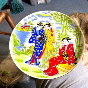 Utamaro Art Style Japanese Three Ladies Plate vintage collectible hand-painted